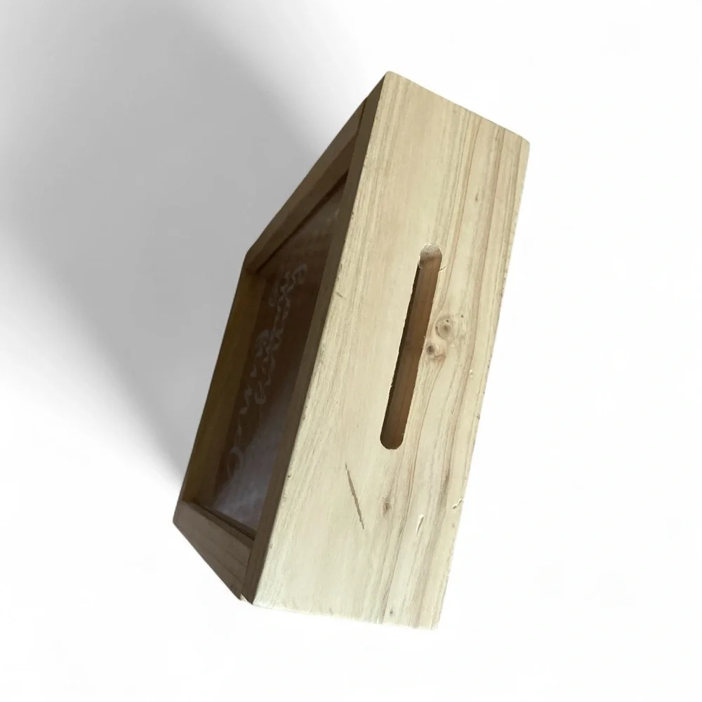 NO LABEL Wood Honeymoon Fund Box w/ Magnetic Lid - 10.5” x 8.5” x 3” - Picture 2 of 3